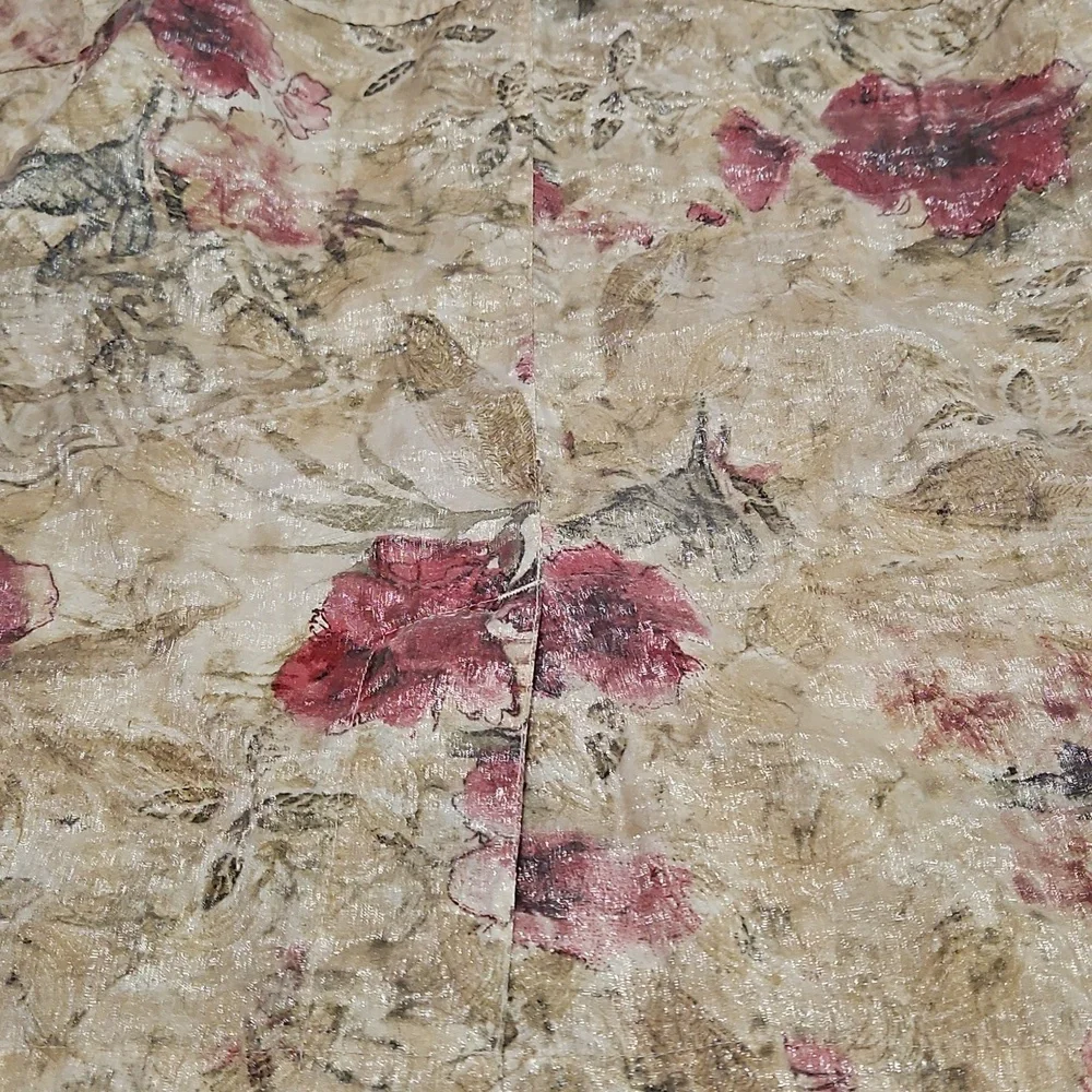 Chico's Design Shimmering Gold Floral Women's Jacket Style Shirt Size 1 #1031 - Picture 15 of 16